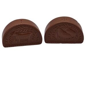 Vtg Avon Terracotta Salt & Pepper Shakers Set Rooster Cow Farmhouse Weiss Brazil